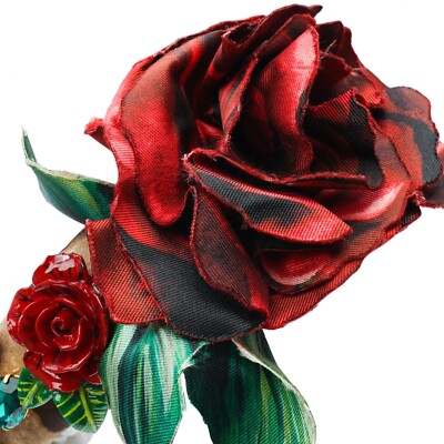 DOLCE &GABBANA 薔薇モチーフ カチューシャ DOLCE & GABBANA Crystal Silk Rose Leopard Hairband Headband Tiara