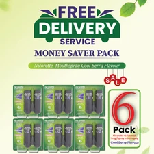 6 x Nicorette Mouthspray Quickmist Berry 1mg 13.2ml X 2ct-FREE SHIP