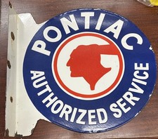19481954 Pontiac Porcelain Flange Authorized Dealership Sign Original 18in.