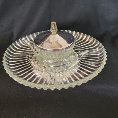 Vtg Kromex Mid Century Chrome Glass Revolving Lazy Susan Relish Tray Buffeteria