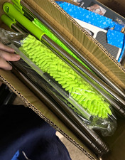 Green Microfibre Window Squeegee with Silver Metal Handle, Manual