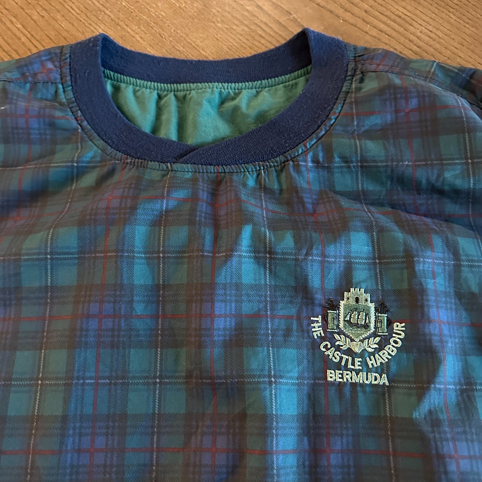 Vtg Roche Pullover Mens L The Castle Harbour Golf Bermuda Embroidered Reversable