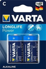 VARTA Longlife Power Alkaline Batteries C Baby LR14 4914 2 Blister Pack