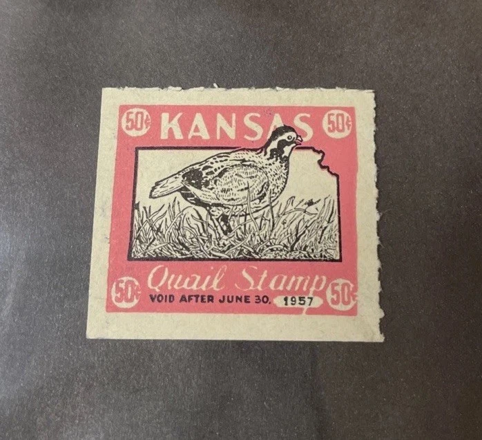 KS20 Kansas Quail 1957 50c Pink/Black EF Hunting Stamp - Image 3 of 3