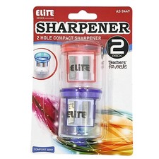 2-Hole Compact Dual Size Pencil Sharpeners:2 Pack