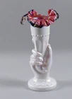 Fenton Iridescent BLACK ROSE (CREST) 5115 Opaline Hand Vase 10"