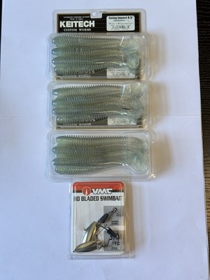 Lot Of 3 Keitech Custom Swing Impact 4.5  Swimbaits & 1pk 2pc VMC HD Bladed Jigs
