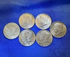 1964 Kennedy half dollar LOT of (6) 90% SILVER Circulated Excellent Condition