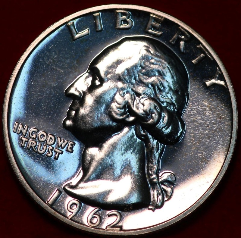Uncirculated Proof 1962 Philadelphia Mint Silver Washington Quarter