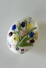 Vintage 1971 Byron Molds Hand Painted Ceramic Easter Egg Flowers Spring