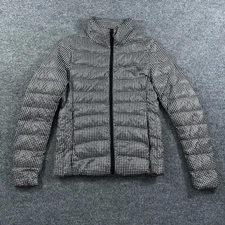 Uniqlo Jacket Womens XS Black White Ultra Light Down Puffer Zip Star Print