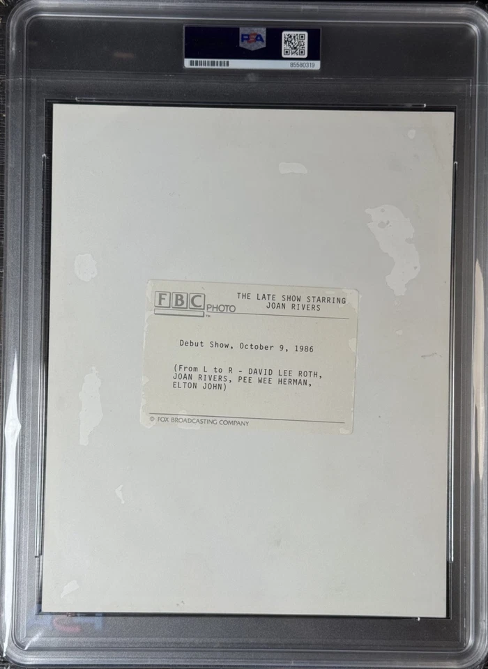 Joan Rivers 1986 PSA Type 1 Photo Fox Elton John Pee Wee Herman David Lee Roth - Image 3 of 4