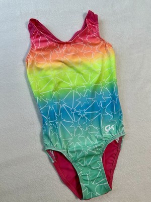 GK ELITE Leotard GYMNASTICS Star BRIGHT Bodysuit TANK OMBRE Size: Child Large CL