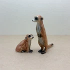 The Watchful Pair: Hand-Painted Ceramic Meerkat Miniatures Figurines