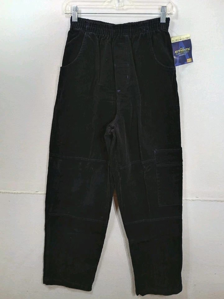 Lot of 5 Faded Glory Pull On Cargo Cord Pant Yth L 14-16 Black Elastic Waist NWT - Image 2 of 4