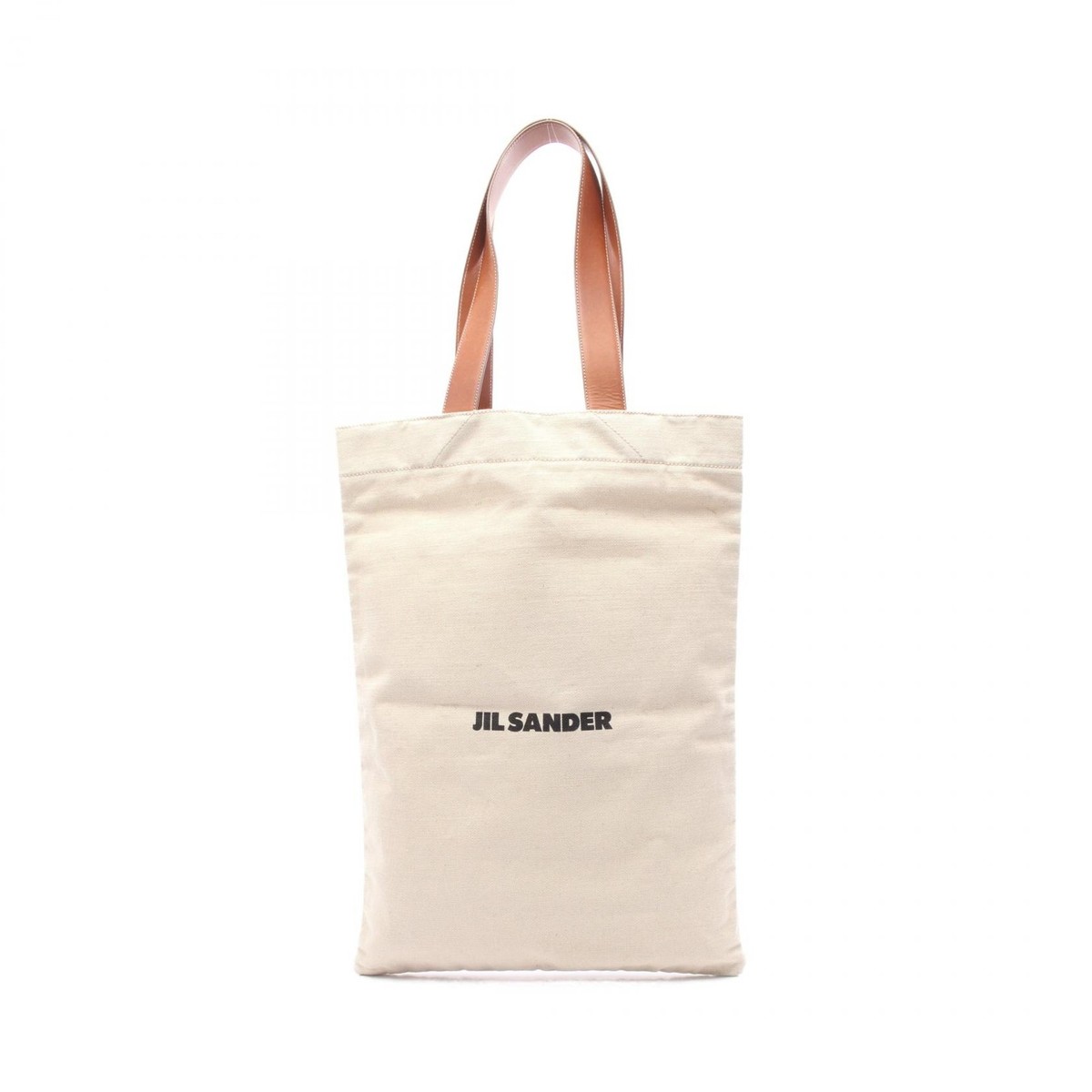 JIL SANDER ペーパーバッグ ベージュ JIL SANDER FLAT SHOPPER Tote shoulder Bag canvas leather Beige