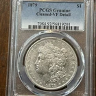 1879 Silver Morgan Dollar PCGS Cleaned VF Details Philadelphia Mint