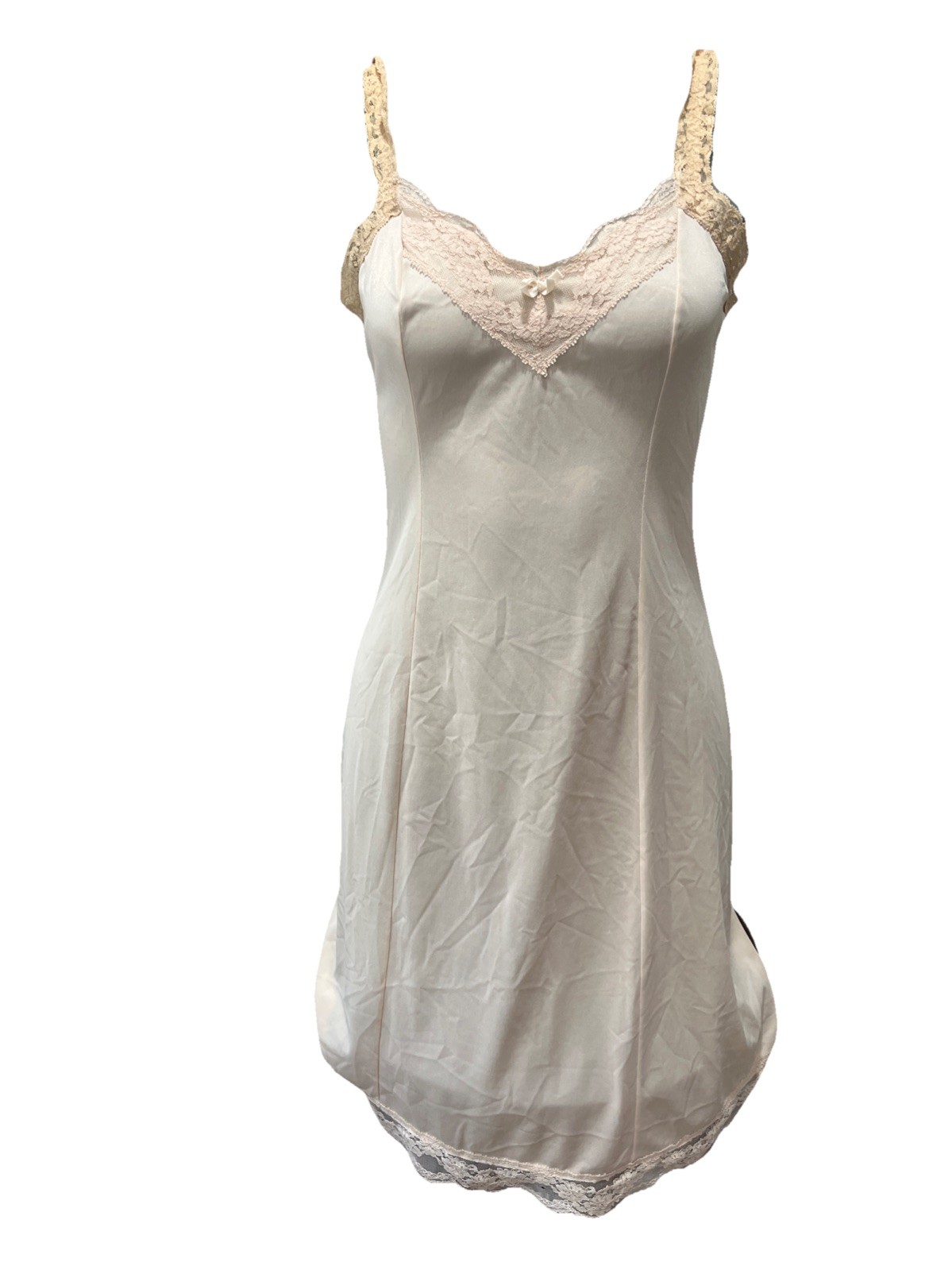 Olga 80's Vintage Beige Full Slip/Nylon/ Lace. 34