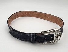 Justin Belt Mens 36 Black 5 Star Ranch C12423 Leather Western Tooled Star Concho