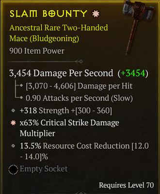  DIABLO 4 SEASON 13 LoH Two Handed Mace 1GA Critical DmgMulti+ Strength GGEI
