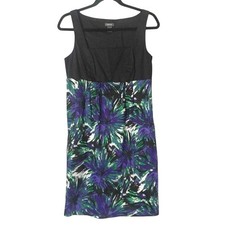 Kenneth Cole Dress Womens Floral Abstract Color Block Sleeveless Whimsical Work