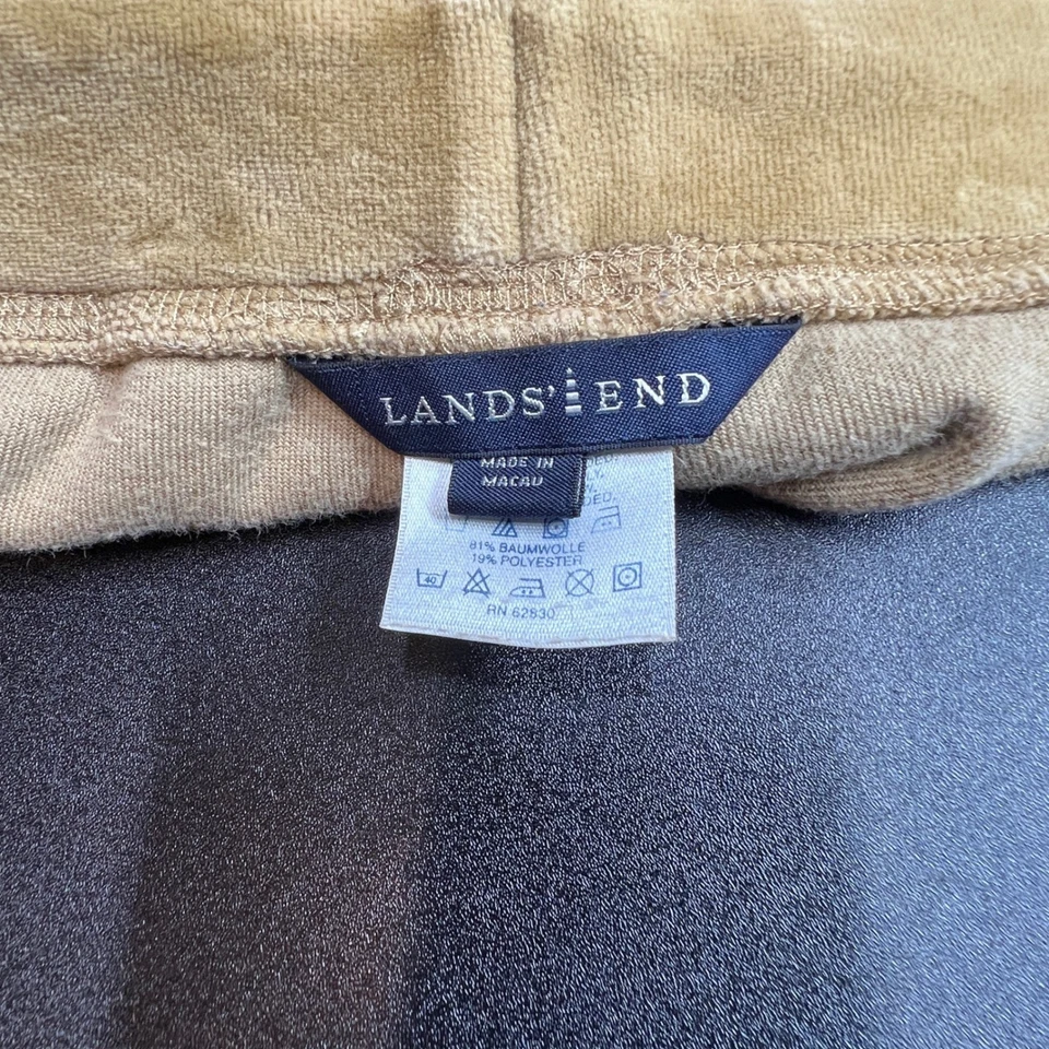 Lands End Womens Size Large Tan Velour Lounge Pants Wide Leg Drawstring - Image 3 of 4
