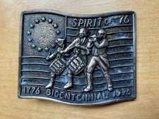 Vintage Spirit Of 76 Bicentennial Brass Belt Buckle