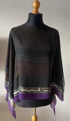 ESCADA Seidenponcho schwarz gemustert, one size 