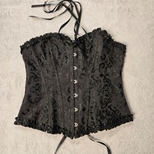 Black Lace-Up Corset Bustier Top Gothic Vinta...