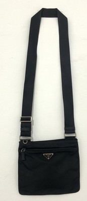 Prada Black Canvas & Leather Unisex Crossbody Messenger Bag M.In.Italy EC
