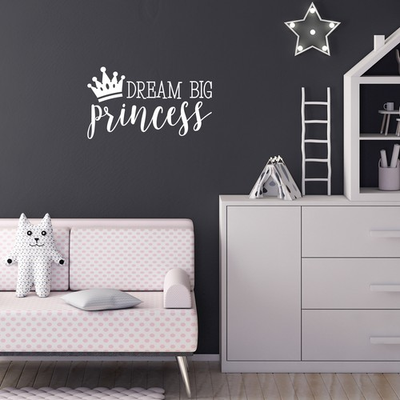 #ad #ad Dream Big Princess White 14.5quot; x 25quot; Wall Art Decal Vinyl Sticker $11.04