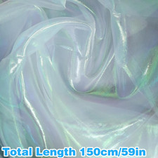 Magic Laser Holographic Fabric, 59In Iridescent Sequin Gradient Organza Lace ...