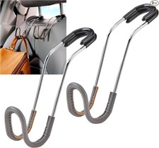 Car Hooks for Purses and Bags with Leather Trim - Unbreakable Headrest Car Gray