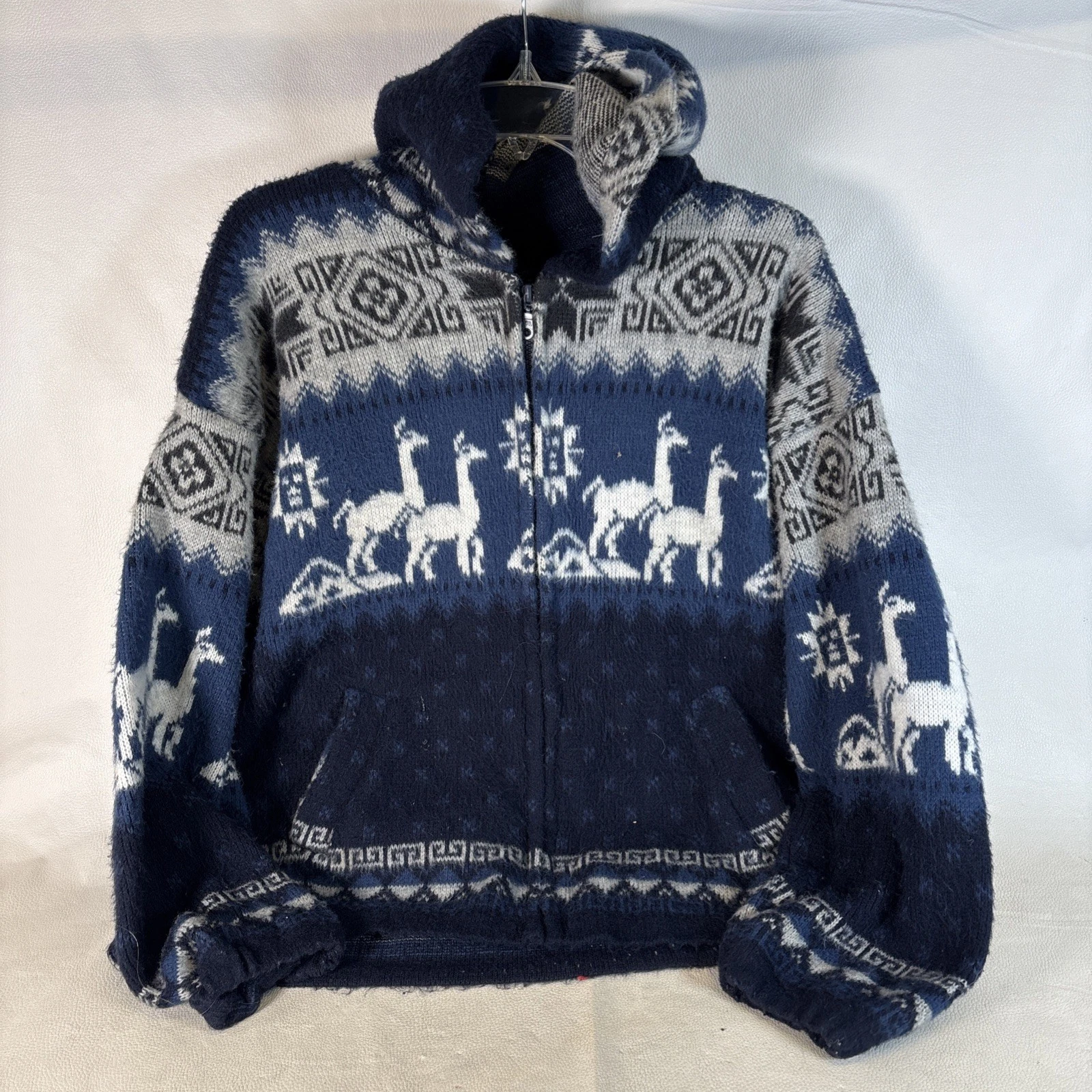 Native Sun Zip Up Hoodie Womens M Southwestern Kokopelli-Blue