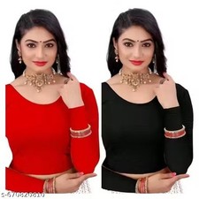 2 Readymade Strechable Cotton Blouse For Women Indian Saree Choli Crop Top Gift