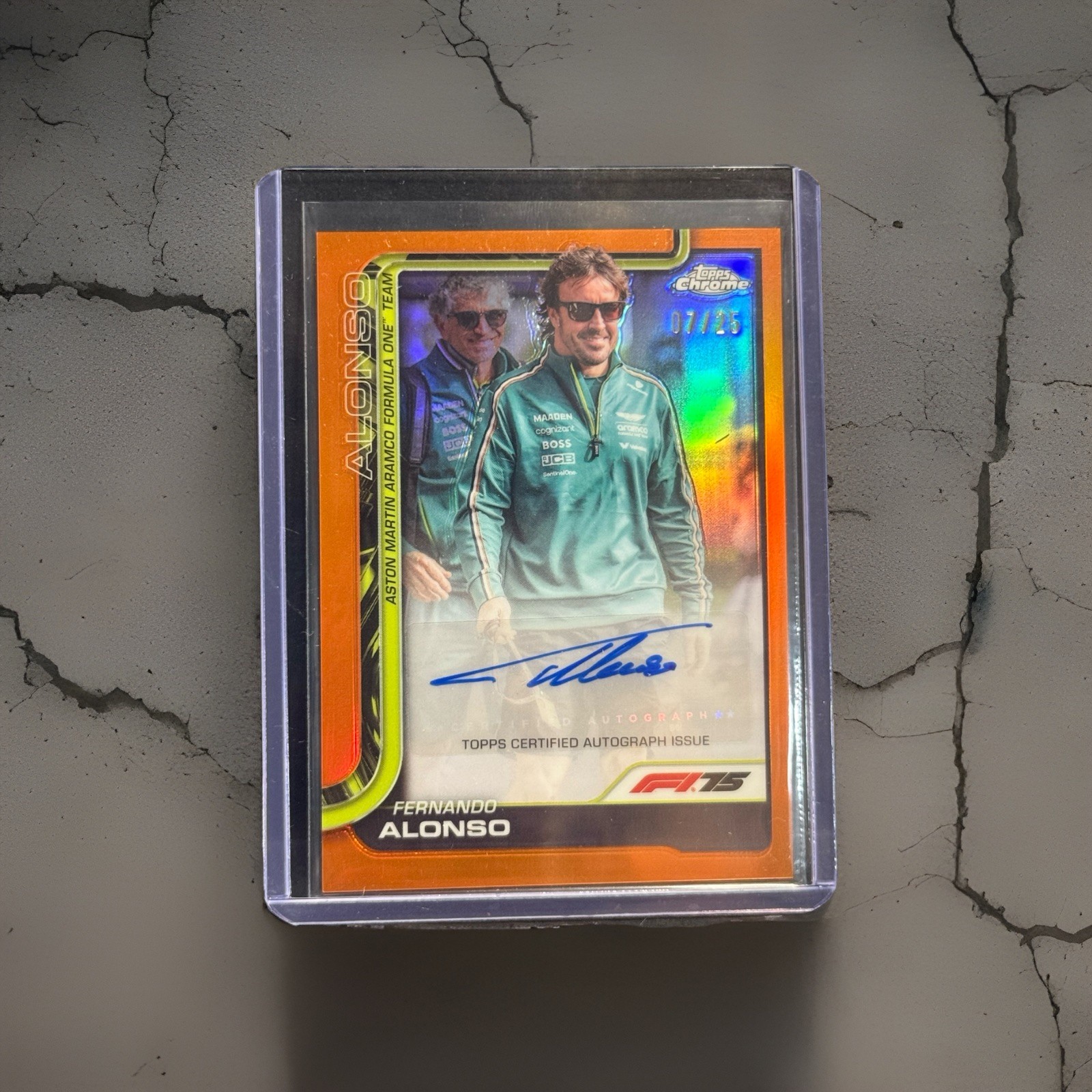 2025 Topps Chrome Formula 1 F1 Fernando Alonso Auto Orange Refractor /25