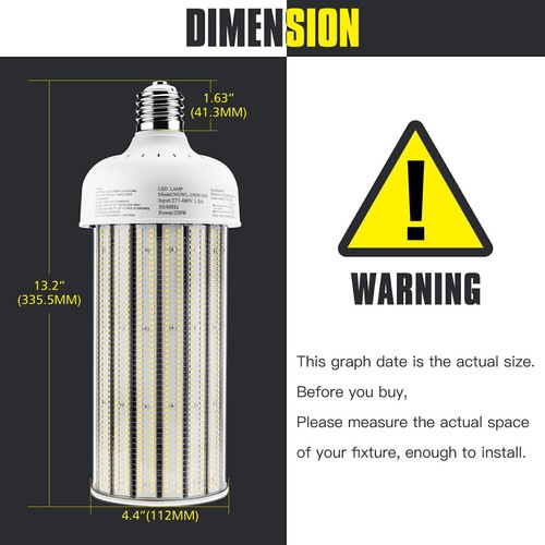 250W LED Corn Bulb 5000K For Workshop Airport Office High Bay Light AC347V 480V - Picture 7 of 11