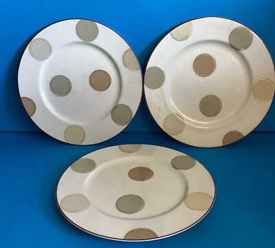 Mocha Java By Noritake Ambience Set of 3 Dinner Plate Tan Beige Dots 11''