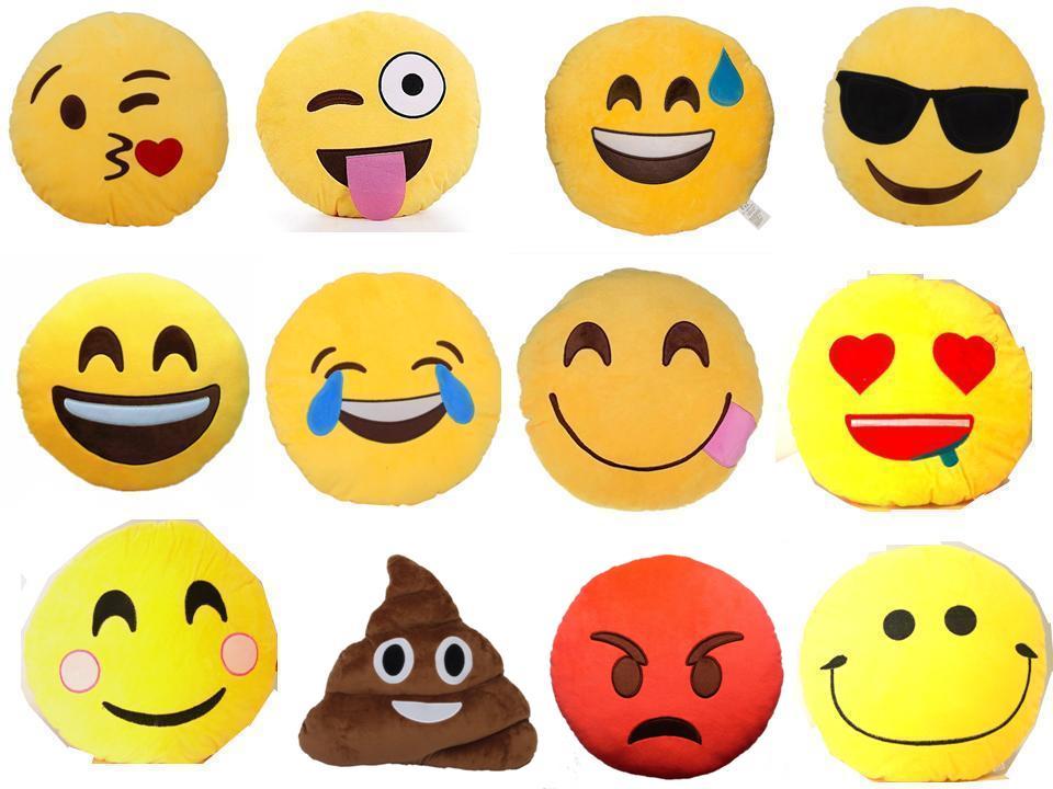 NEW Emoji Emoticon Yellow Round Cushion Stuffed Pillow Plush Soft