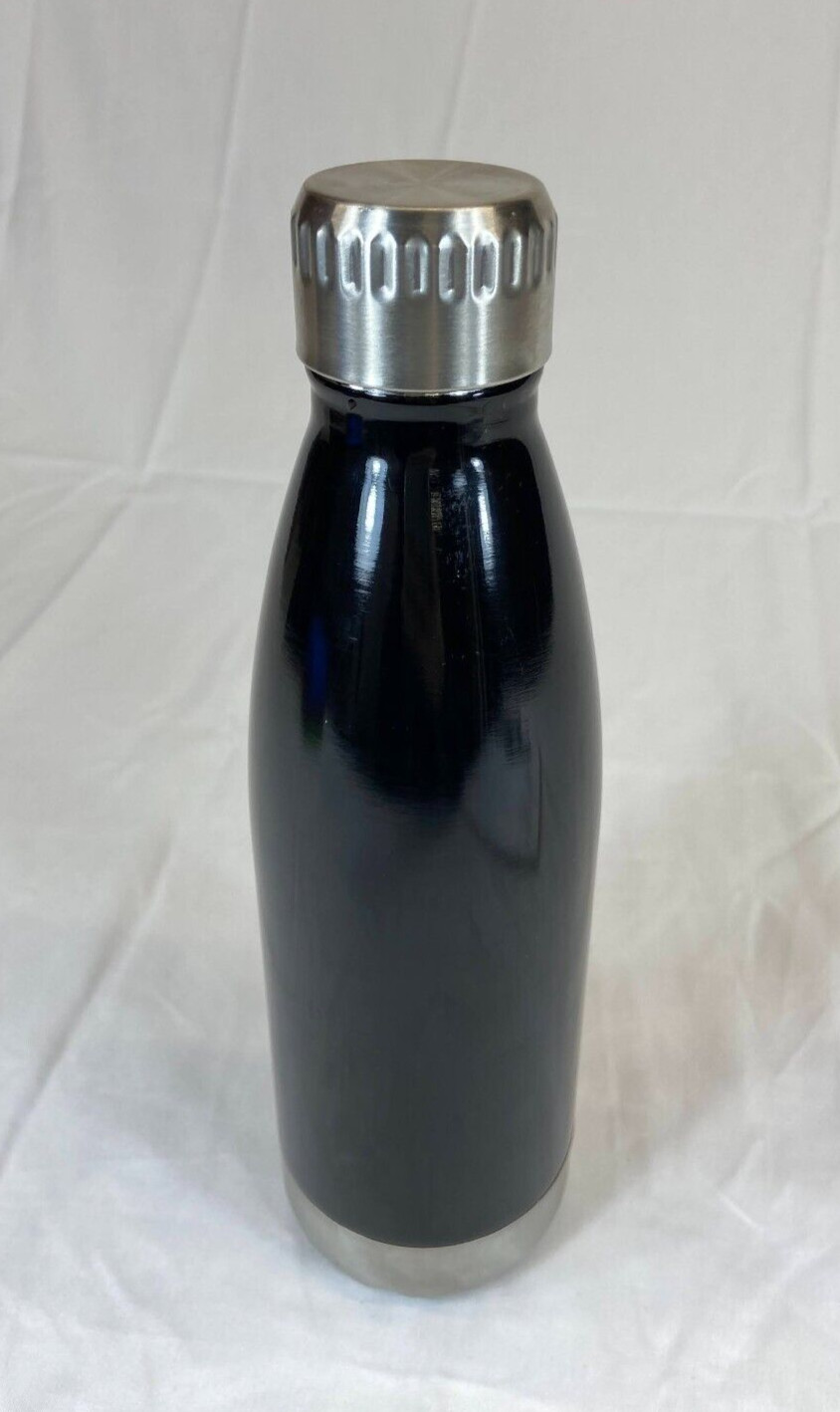 Sports Water Bottle 16oz Black Stainless Steel Black Twist L
