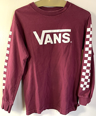 VANS Long Sleeve Shirt Maroon Skate Board Gear Men\'s S Casual T Shirt | eBay