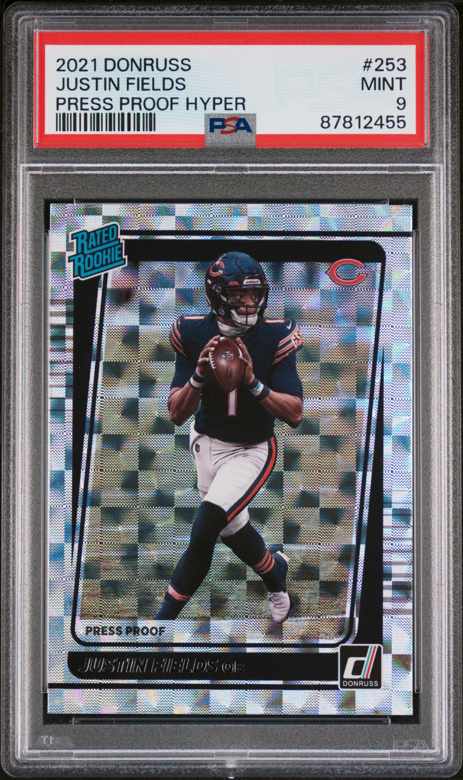 2021 Donruss Justin Fields #253 Rated Rookie Hyper Press Proof PSA 9 NY Jets