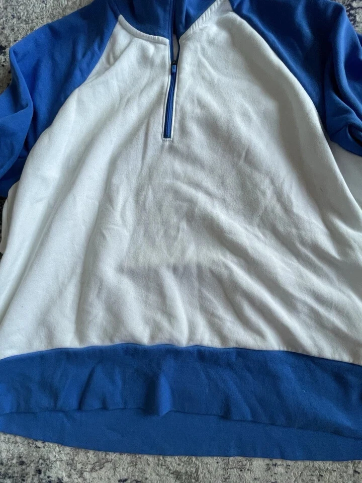 Camiseta deportiva Nike Dri-FIT para mujer 1/4 cremallera talla grande blanca azul cuello falso Y2K Foto 4 de 4