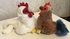Lot Of 2 Aurora 2017 Chickens 7 Plush 2017 White Brown Stuffed Animals Plush