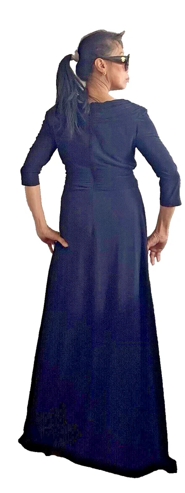 Nuevo con etiquetas Vestido Jersey Patra Entrecruzado Plisado Negro Talla 8 Foto 3 de 4