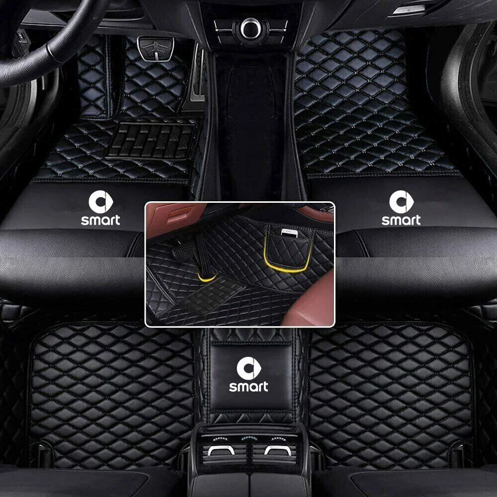 For Smart fortwo forfour Car Floor Mat PU Leather Custom Auto Pad