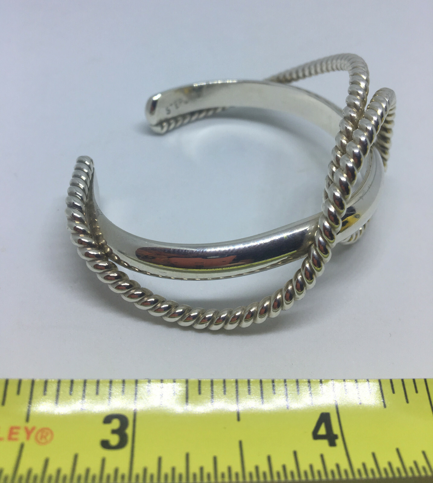 Twisted Cable Cuff Bracelet Solid 925 Sterling Si… - image 4