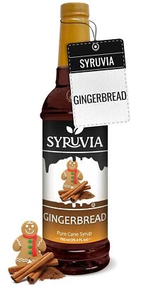 Syruvia Gingerbread Syrup 25.4 fl oz, Kosher, Gluten-Free, Perfect for Drinks