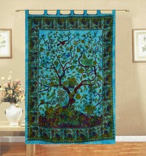 Indian Tree Of Life Bohemian Door Window Curtain Hippie Mandala Valances Curtain