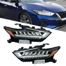 For 2019 2020 2021 Nissan Maxima Headlights LED Type Chrome Housing Left + Right